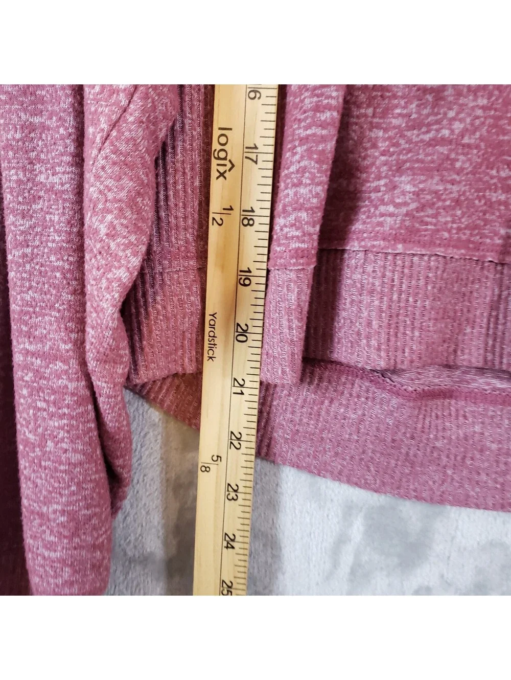 Lucky Brand Women's Knit Pullover Sweater Pink Heathered V-Neck Long Sleeve M